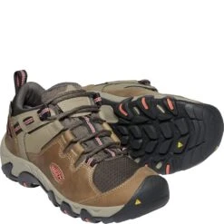 KEEN Women's Steens WP Hiking Shoes - Timberwolf/Coral -Zappos KE1022336 3
