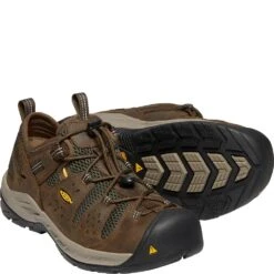 KEEN Utility Men's Atlanta Cool II ESD Work Shoes - Cascade Brown/Forest -Zappos KE1023218 3