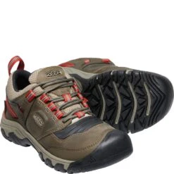 KEEN Men's Ridge Flex WP Hiking Shoes - Timberwolf/Ketchup -Zappos KE1024918 2